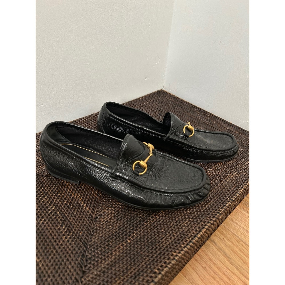 Gucci 1953 Jordaan Horsebit Loafers Men 8.5 Black Patent Leather Old Money